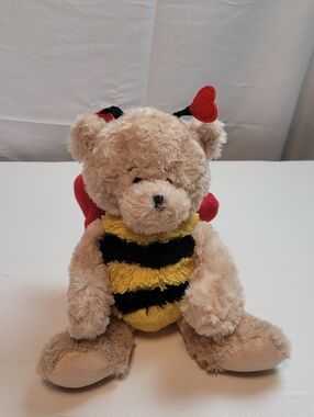 GANZ Sweet Bee Teddy Bear Red Heart Wings Black Plush Stuffed Animal